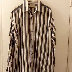 Burberry Navy and White Striped Shirt